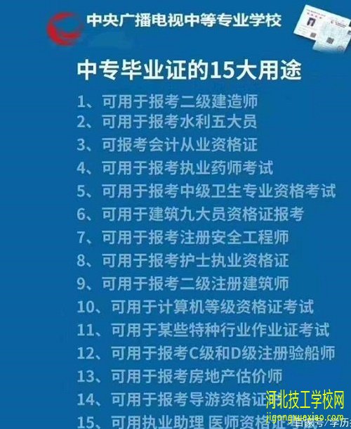 电大中专毕业证的用途